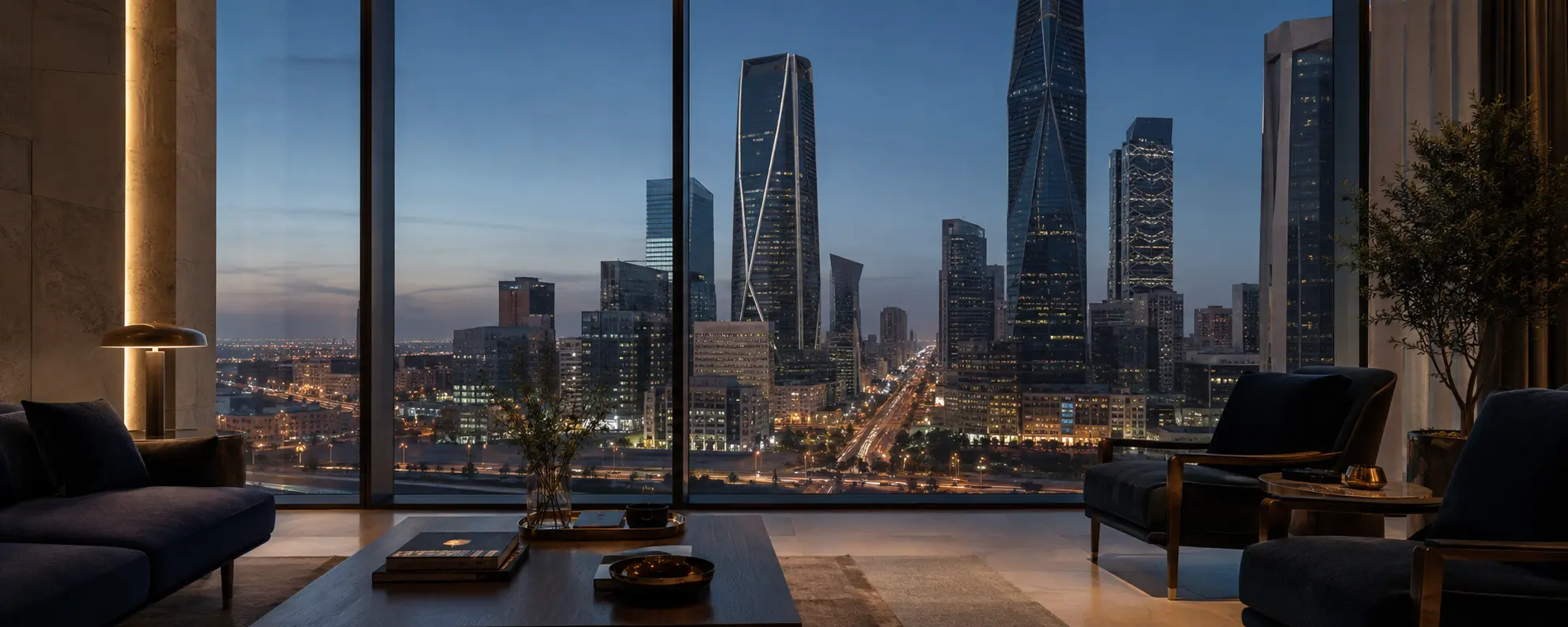 Riyadh business district viewed from an executive office