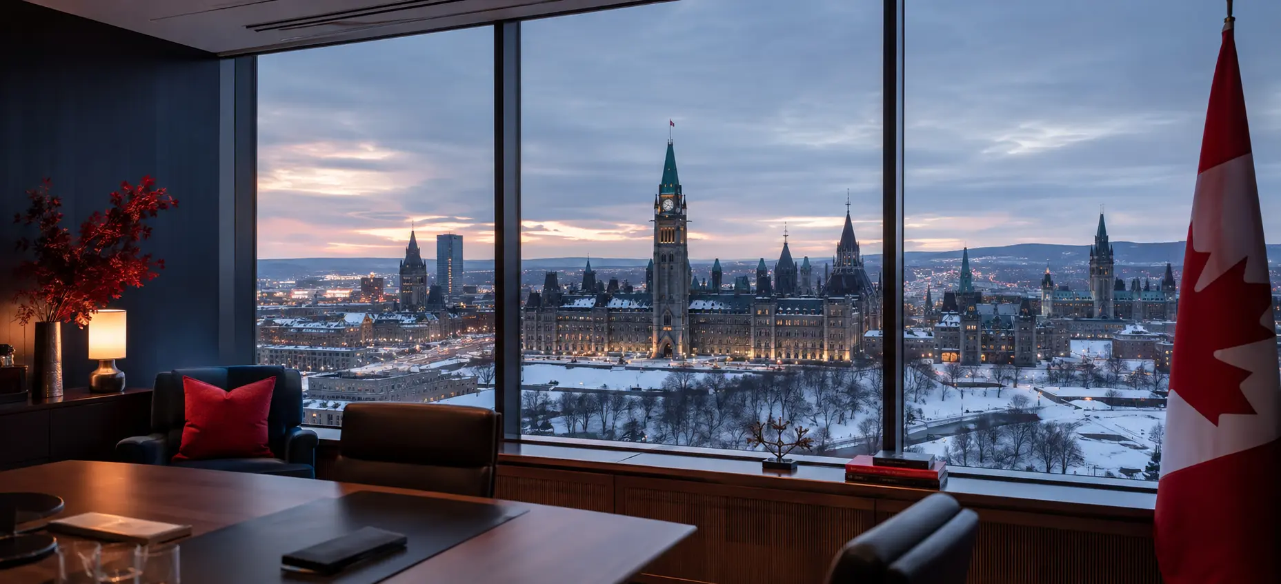 Ottawa Parliament from a Canadian executive office
