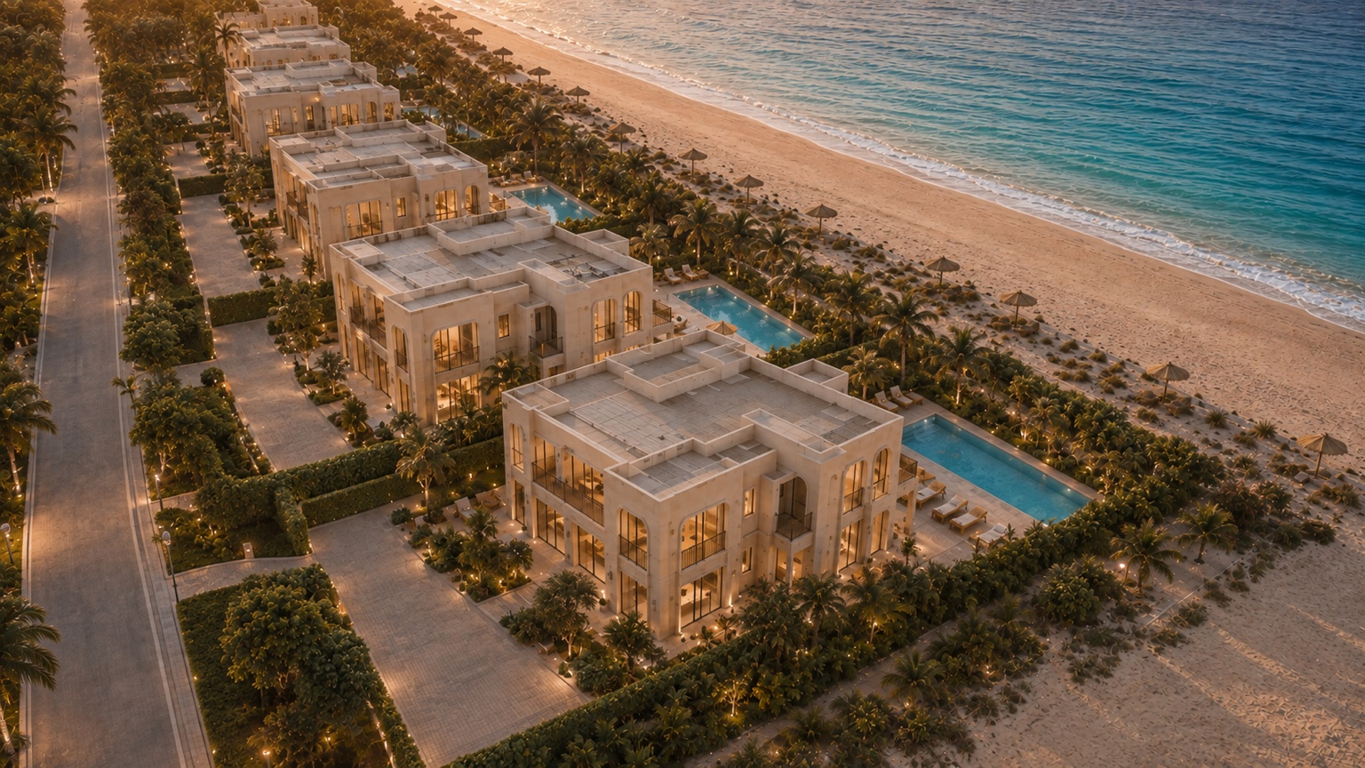 First-row beachfront villas with sea-facing private pools