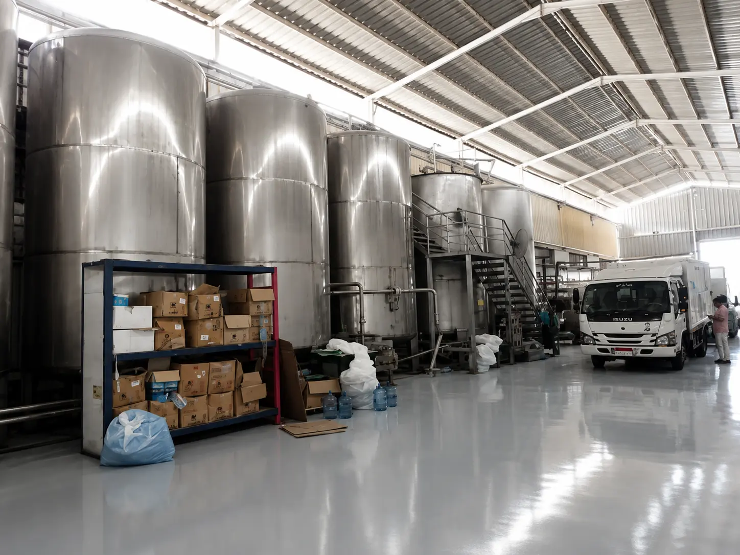 Stainless-steel processing and storage tanks